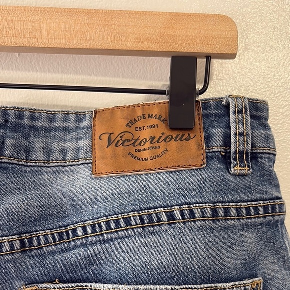 Victorious Blue Skinny Distressed Denim Pants Size 34 Men’s - Picture 6 of 7